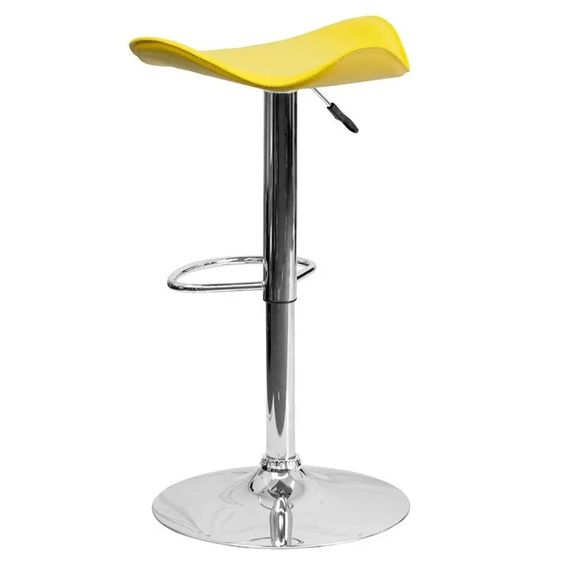 Estella "Alva" Backless Yellow Vinyl Swivel Adjustable Bar/Counter Stool iHome Studio