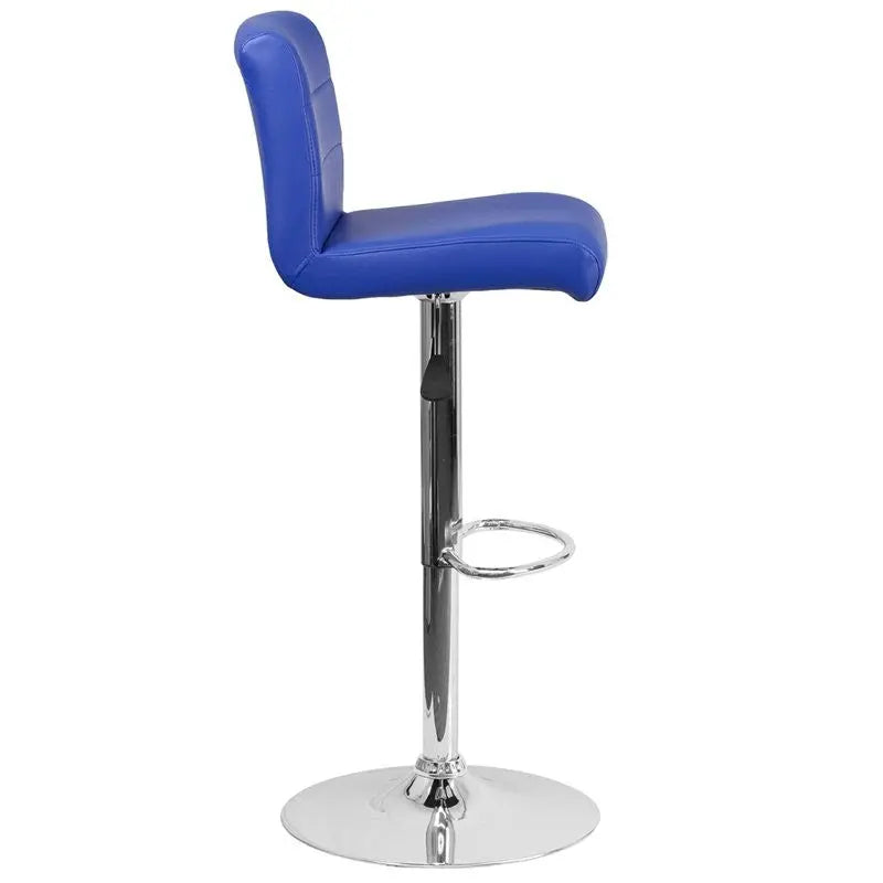 Estella "Aria" Mid-Back Blue Vinyl Swivel Adjustable Bar/Counter Stool iHome Studio