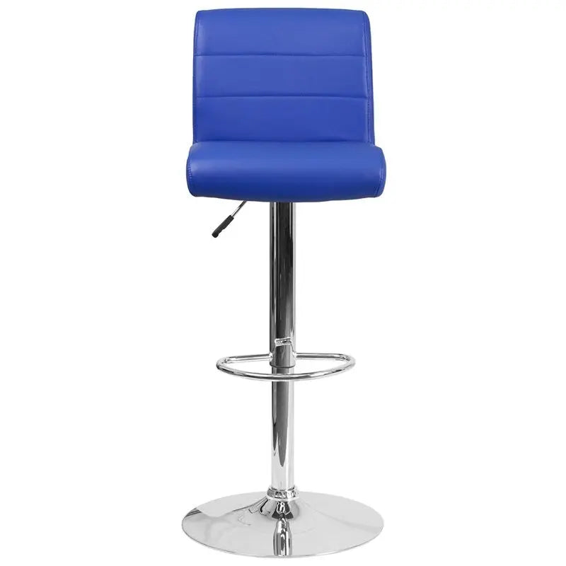 Estella "Aria" Mid-Back Blue Vinyl Swivel Adjustable Bar/Counter Stool iHome Studio