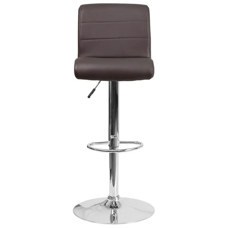 Estella "Aria" Mid-Back Brown Vinyl Swivel Adjustable Bar/Counter Stool iHome Studio