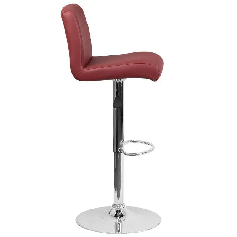 Estella "Aria" Mid-Back Burgundy Vinyl Swivel Adjustable Bar/Counter Stool iHome Studio