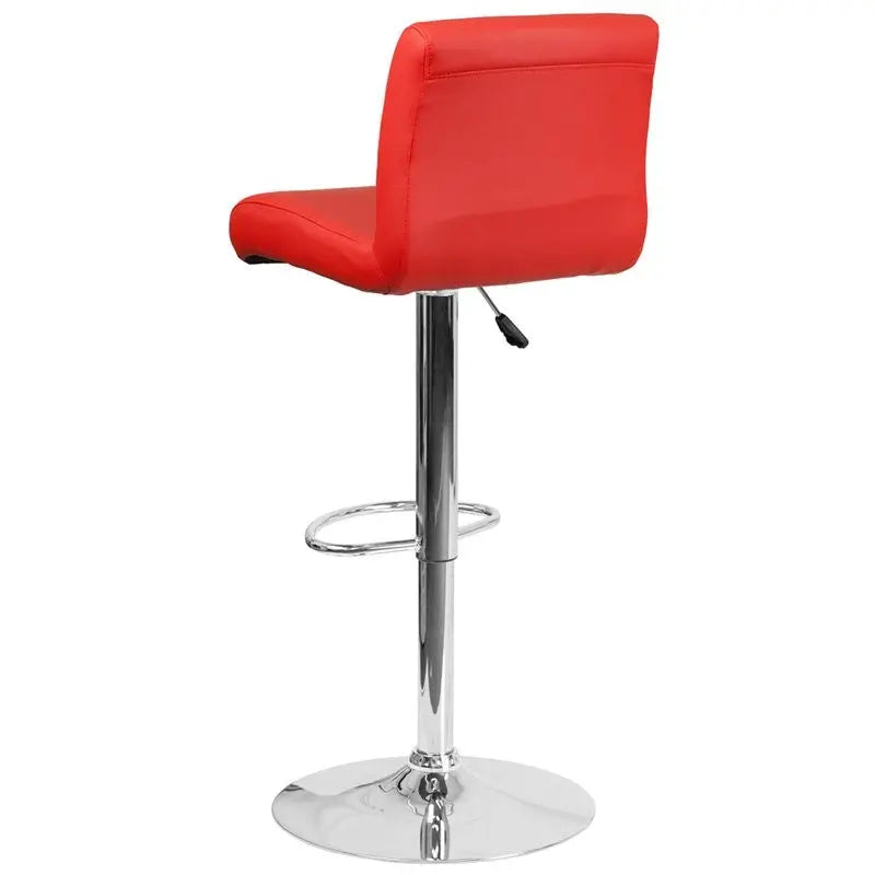 Estella "Aria" Mid-Back Red Vinyl Swivel Adjustable Bar/Counter Stool iHome Studio