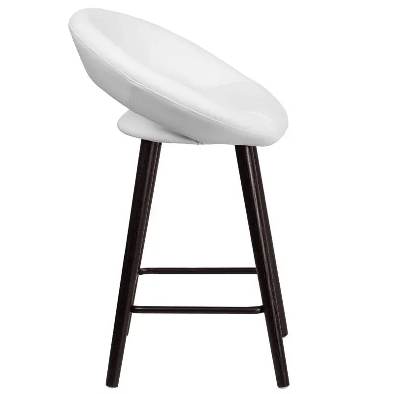 Estella "Lexi" Rounded Low-Back 24''H Cappuccino Wood Counter Stool, White Vinyl iHome Studio