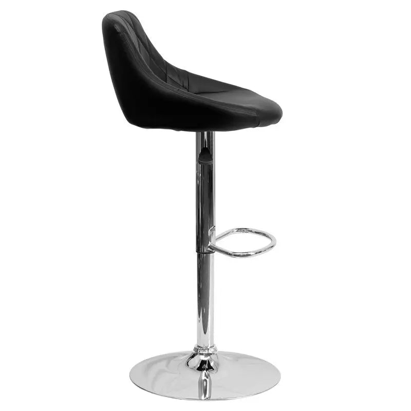 Estella "Lily" Low-Back Black Vinyl Swivel Bucket Adjustable Bar/Counter Stool iHome Studio