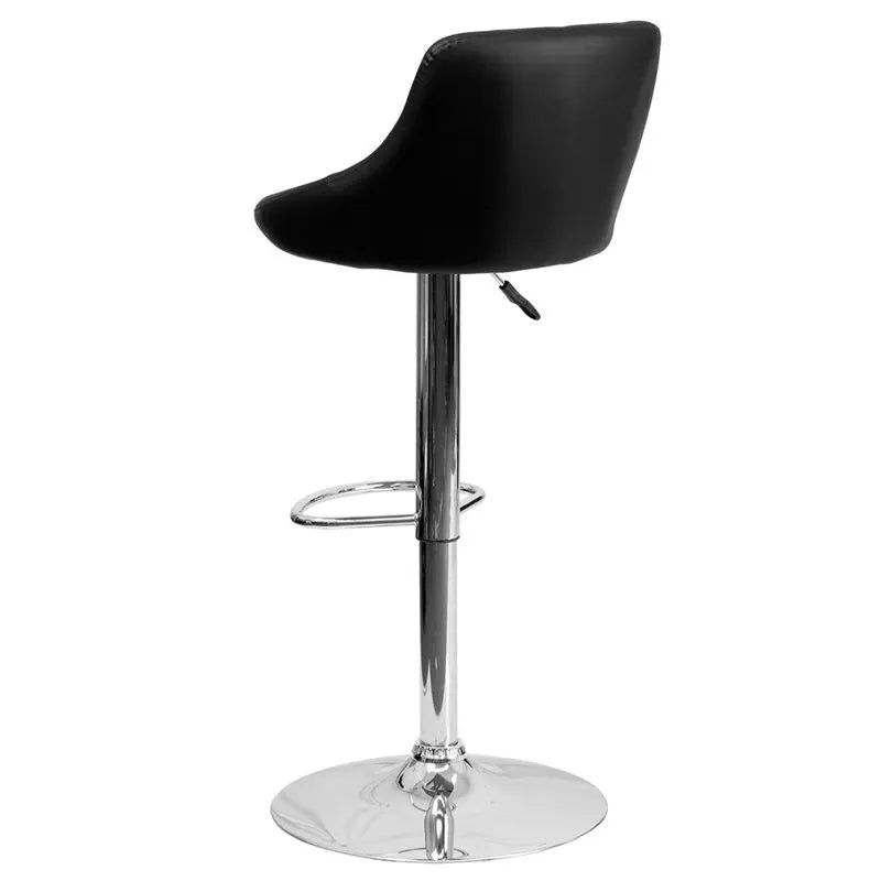 Estella "Lily" Low-Back Black Vinyl Swivel Bucket Adjustable Bar/Counter Stool iHome Studio