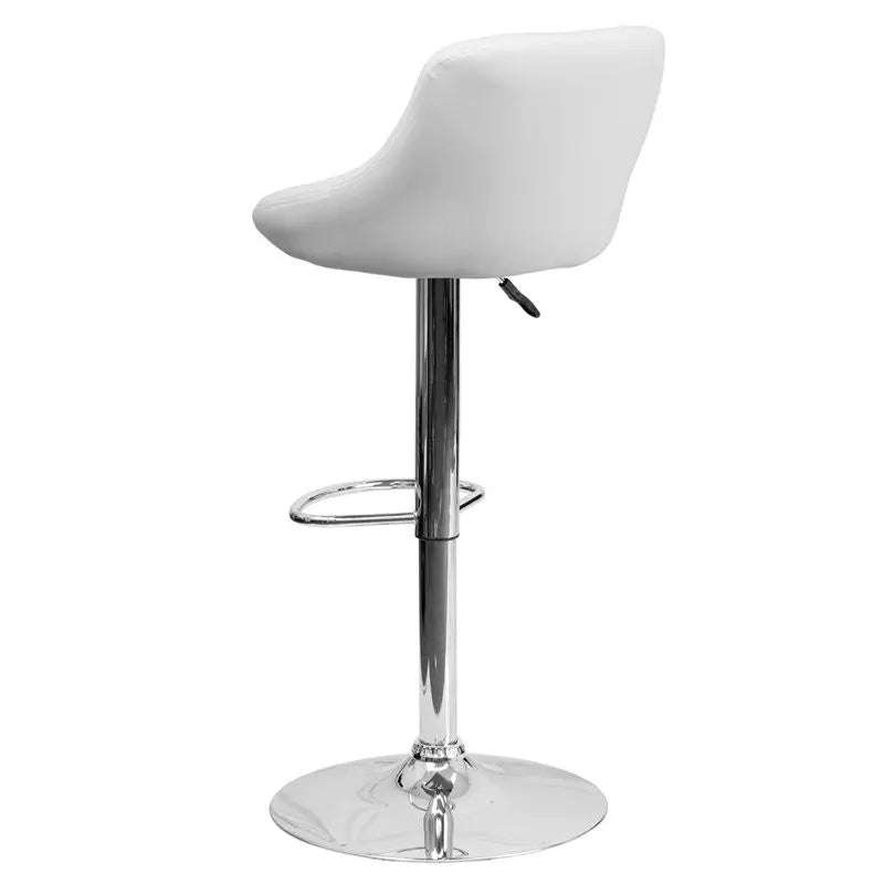 Estella "Lily" Low-Back White Vinyl Swivel Bucket Adjustable Bar/Counter Stool iHome Studio