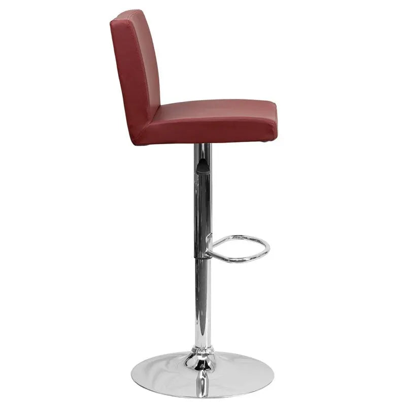 Estella "Lori" Mid-Back Burgundy Vinyl Swivel Adjustable Bar/Counter Stool iHome Studio