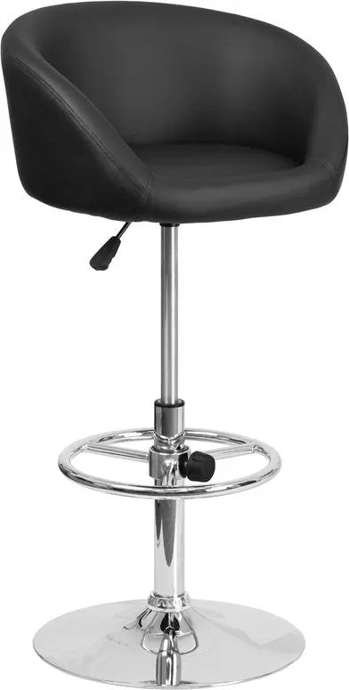 Estella "Lucy" Round Low-Back Black Vinyl Swivel Adjustable Bar/Counter Stool iHome Studio