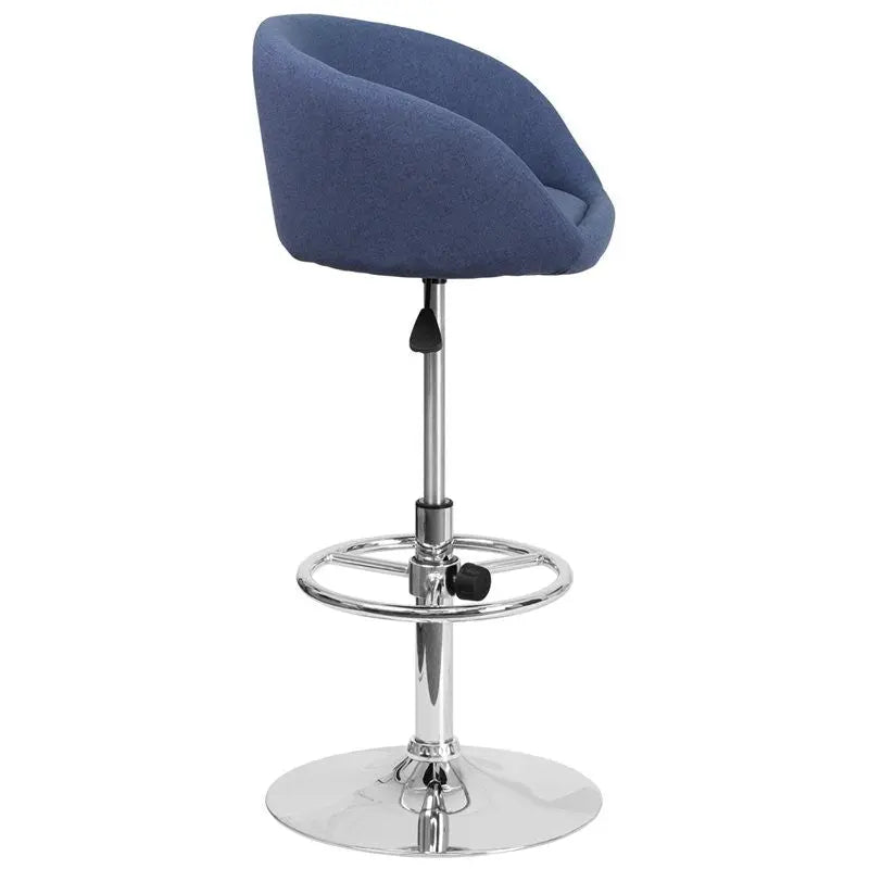 Estella "Lucy" Round Low-Back Blue Fabric Swivel Adjustable Bar/Counter Stool iHome Studio