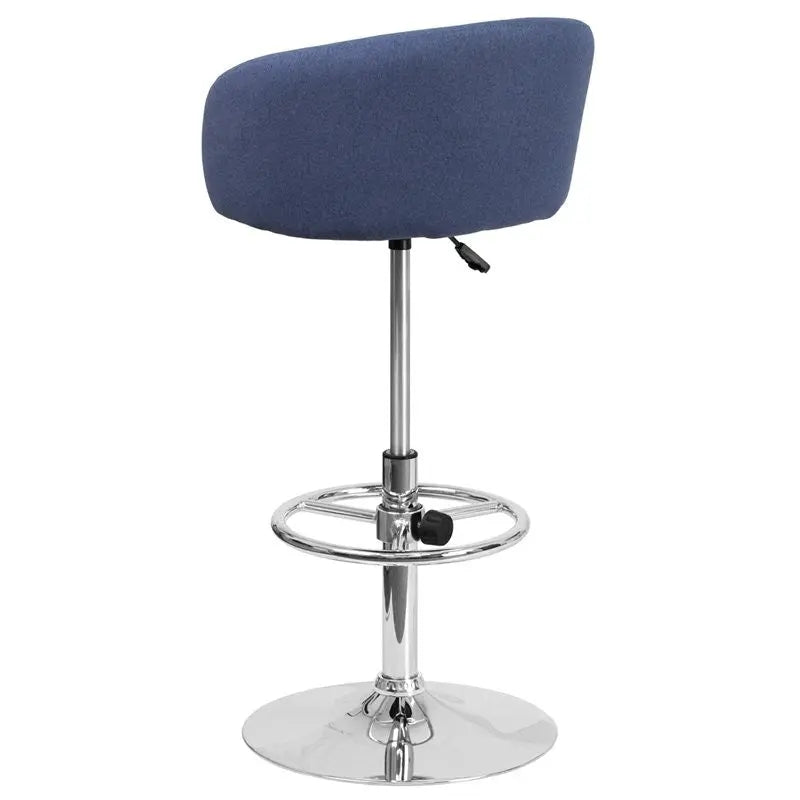 Estella "Lucy" Round Low-Back Blue Fabric Swivel Adjustable Bar/Counter Stool iHome Studio