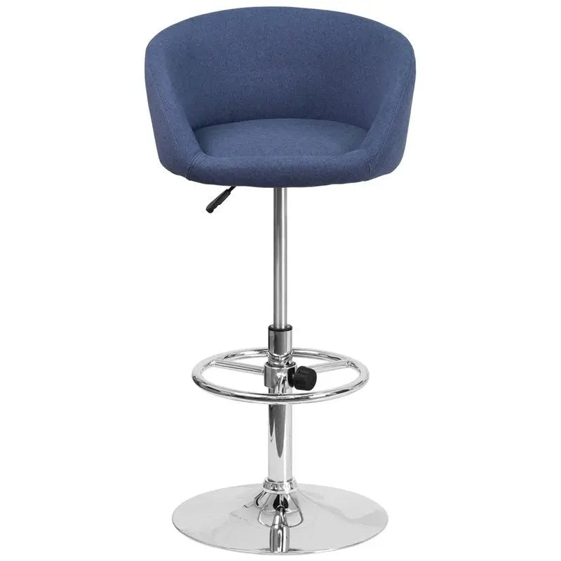 Estella "Lucy" Round Low-Back Blue Fabric Swivel Adjustable Bar/Counter Stool iHome Studio