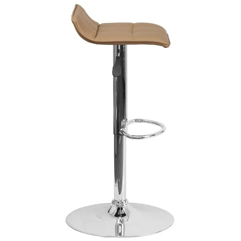 Estella "Luna" Low-Back Cappuccino Vinyl Swivel Adjustable Bar/Counter Stool iHome Studio