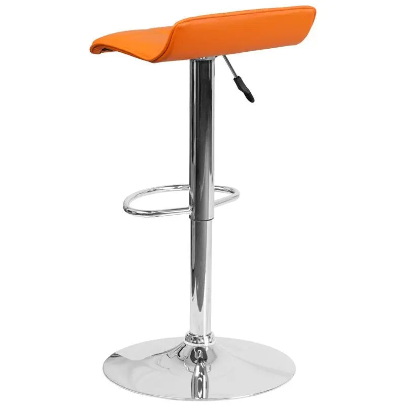 Estella "Luna" Low-Back Orange Vinyl Swivel Adjustable Bar/Counter Stool iHome Studio