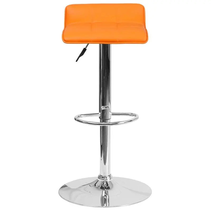 Estella "Luna" Low-Back Orange Vinyl Swivel Adjustable Bar/Counter Stool iHome Studio