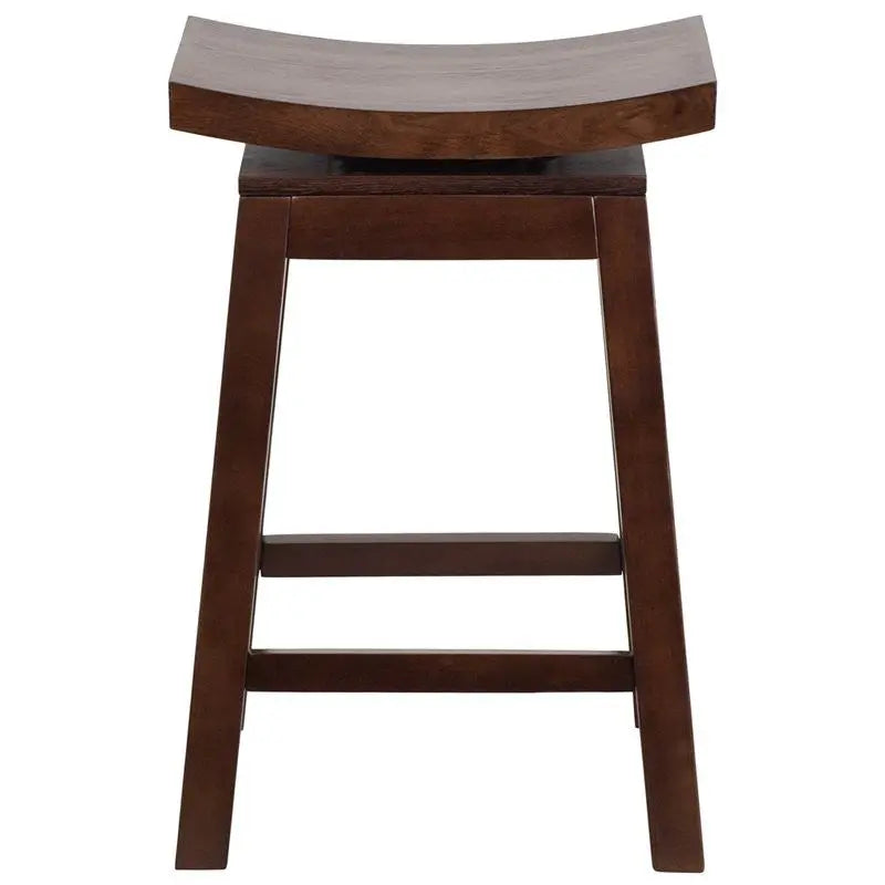Estella 26'' Saddle Seat Cappuccino Wood Counter Stool w/Auto Swivel iHome Studio