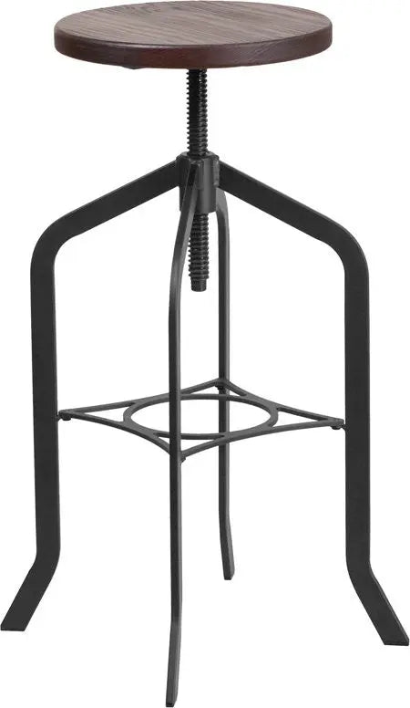 Estella 30'' Backless Swivel Adjustable Bar/Counter Stool Swivel Wood Seat iHome Studio