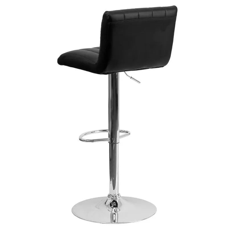 Estella Low-Back Black Vinyl Adjustable Bar/Counter Stool, Footrest, Swivel iHome Studio