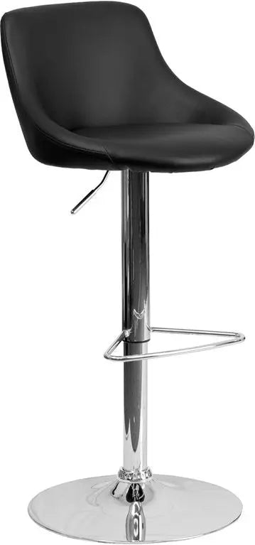 Estella Low-Back Black Vinyl Bucket Seat Adjustable Bar/Counter Stool iHome Studio