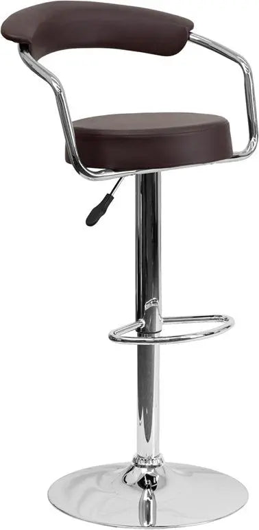 Estella Low-Back Brown Vinyl Swivel Adjustable Bar/Counter Stool w/Arms iHome Studio