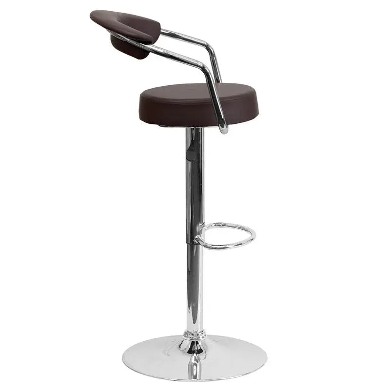 Estella Low-Back Brown Vinyl Swivel Adjustable Bar/Counter Stool w/Arms iHome Studio