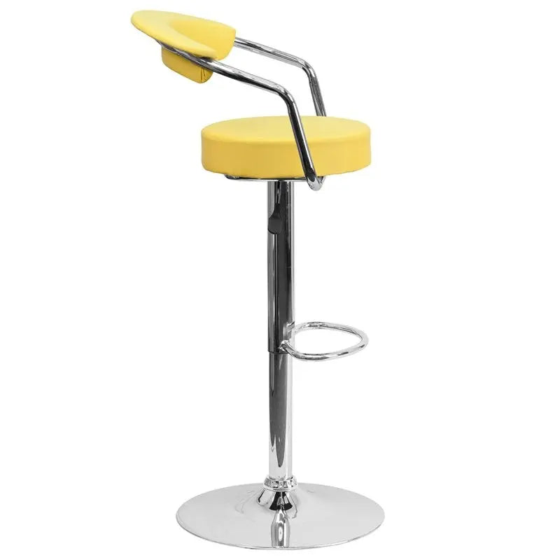 Estella Low-Back Yellow Vinyl Swivel Adjustable Bar/Counter Stool w/Arms iHome Studio