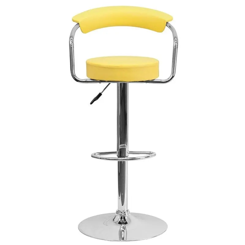 Estella Low-Back Yellow Vinyl Swivel Adjustable Bar/Counter Stool w/Arms iHome Studio