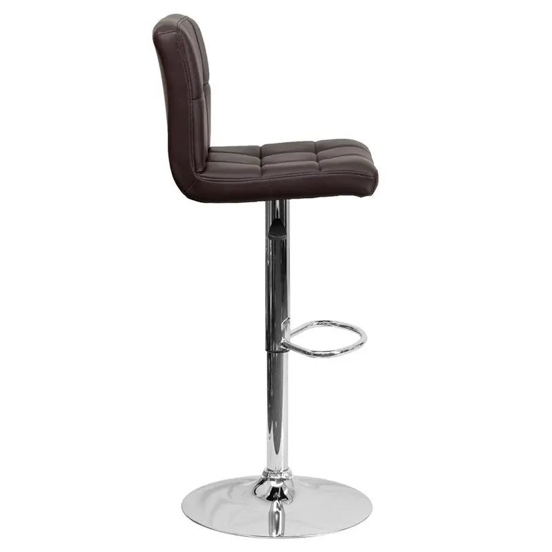 Estella Mid-Back Brown Quilted Vinyl Swivel Adjustable Bar/Counter Stool iHome Studio