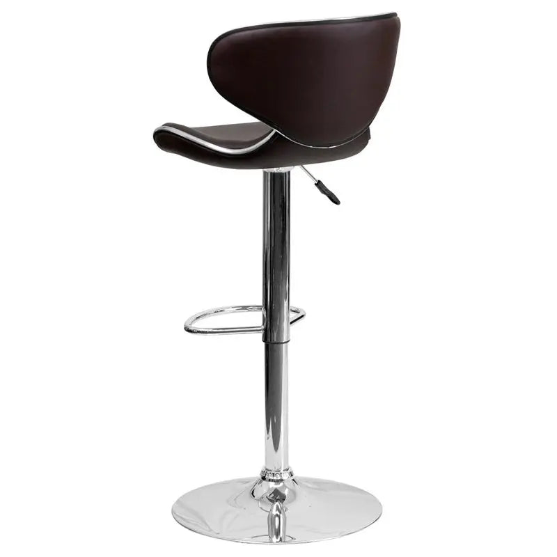 Estella Mid-Back Deep Curved Brown Vinyl Swivel Adjustable Bar/Counter Stool iHome Studio