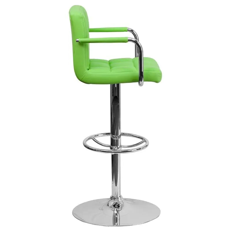 Estella Mid-Back Green Quilted Vinyl Adjustable Bar/Counter Stool w/Arms iHome Studio