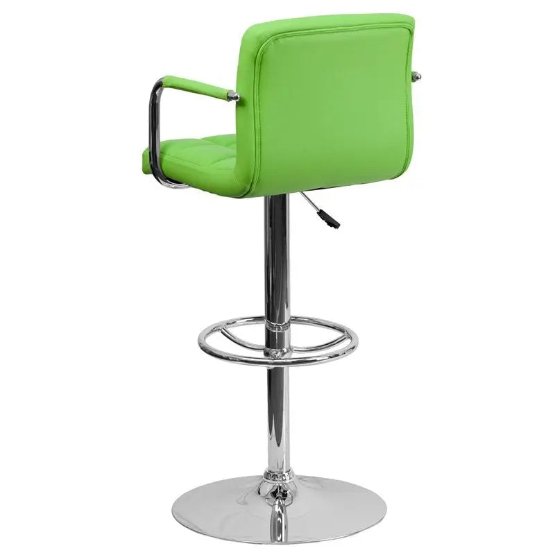 Estella Mid-Back Green Quilted Vinyl Adjustable Bar/Counter Stool w/Arms iHome Studio