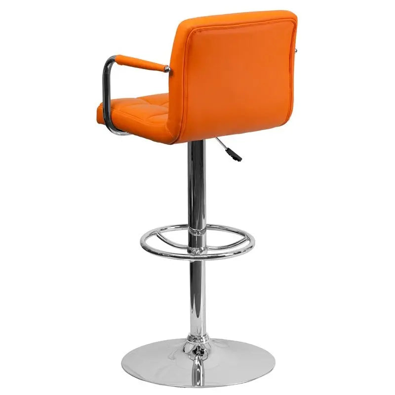 Estella Mid-Back Orange Quilted Vinyl Adjustable Bar/Counter Stool w/Arms iHome Studio