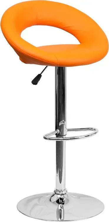 Estella Orange Vinyl Round-Orbit Back Swivel Adjustable Bar/Counter Stool iHome Studio