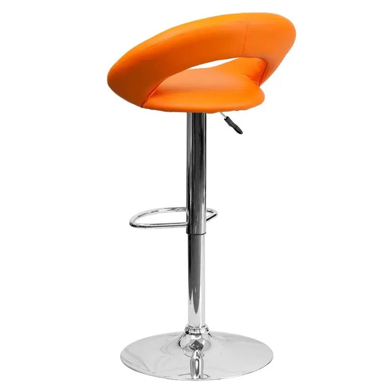Estella Orange Vinyl Round-Orbit Back Swivel Adjustable Bar/Counter Stool iHome Studio