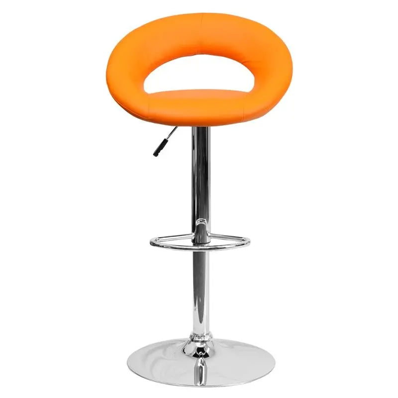 Estella Orange Vinyl Round-Orbit Back Swivel Adjustable Bar/Counter Stool iHome Studio