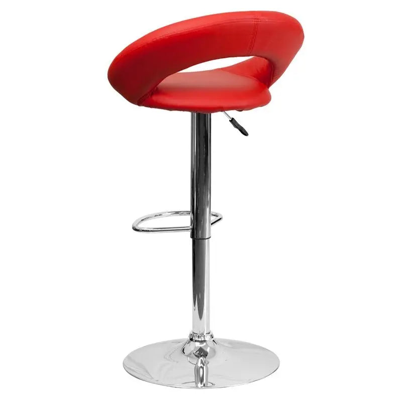 Estella Red Vinyl Round-Orbit Back Swivel Adjustable Bar/Counter Stool iHome Studio