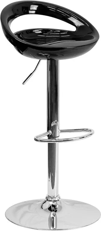 Estella Rounded Low-Back Black Plastic Swivel Adjustable Bar/Counter Stool iHome Studio