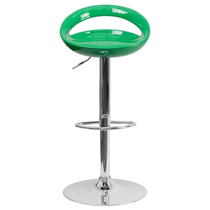 Estella Rounded Low-Back Green Plastic Swivel Adjustable Bar/Counter Stool iHome Studio