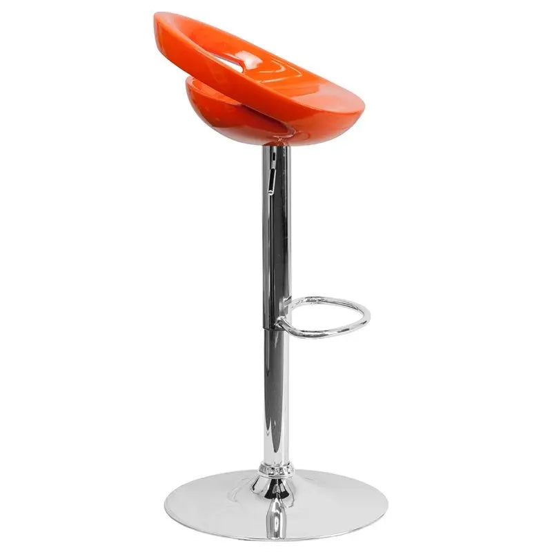 Estella Rounded Low-Back Orange Plastic Swivel Adjustable Bar/Counter Stool iHome Studio