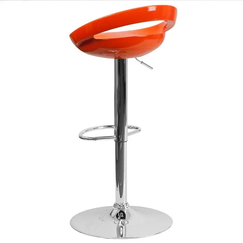 Estella Rounded Low-Back Orange Plastic Swivel Adjustable Bar/Counter Stool iHome Studio
