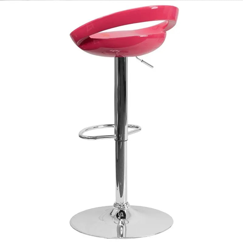 Estella Rounded Low-Back Pink Plastic Swivel Adjustable Bar/Counter Stool iHome Studio