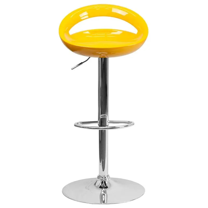 Estella Rounded Low-Back Yellow Plastic Swivel Adjustable Bar/Counter Stool iHome Studio