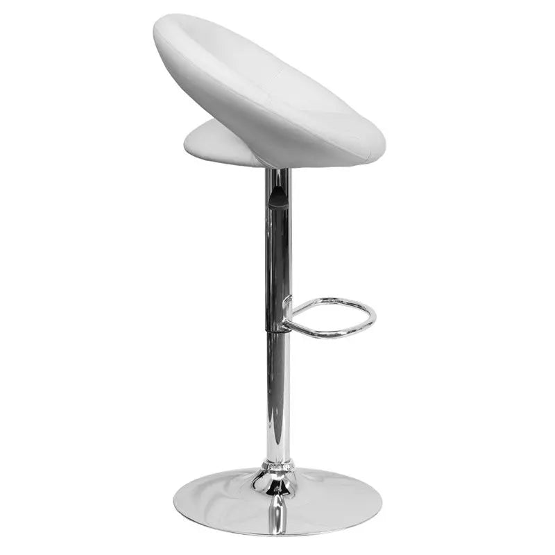 Estella White Vinyl Round-Orbit Back Swivel Adjustable Bar/Counter Stool iHome Studio