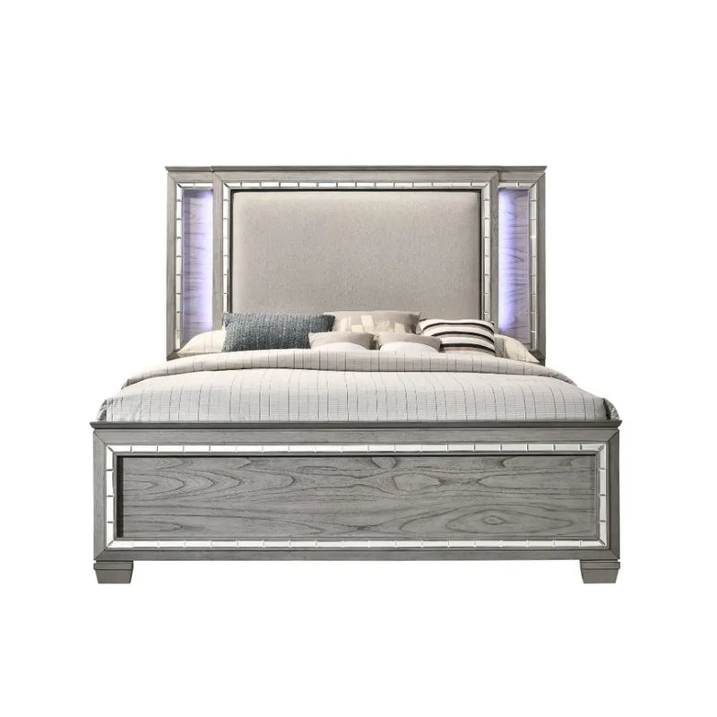 Everleigh Queen Bed, Light Gray iHome Studio