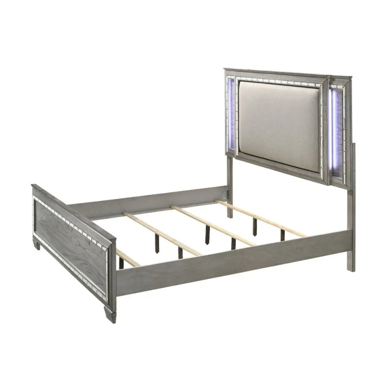 Everleigh Queen Bed, Light Gray iHome Studio