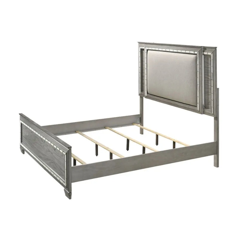 Everleigh Queen Bed, Light Gray iHome Studio