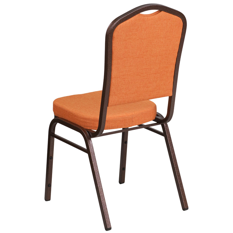 Murie Crown Back Stacking Banquet Chair, Orange Fabric - Copper Vein Frame iHome Studio