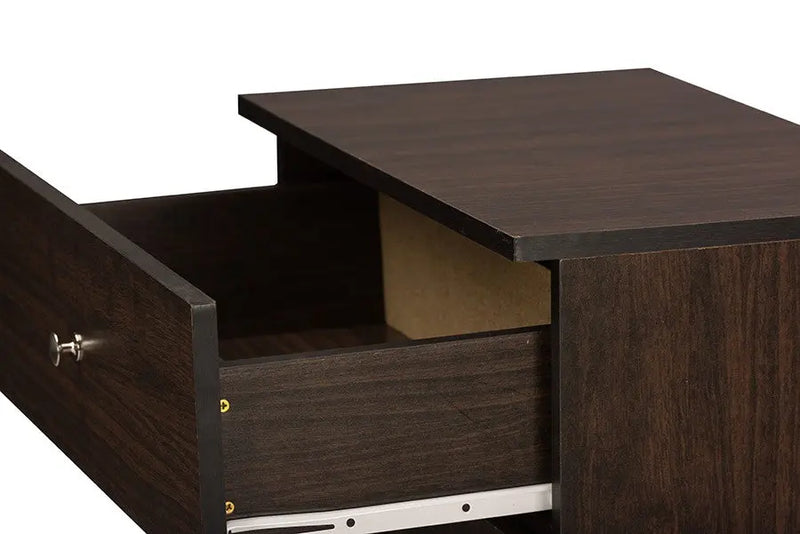 Felda Dark Brown Modern Shoe Cabinet with 2 Doors and Drawer iHome Studio