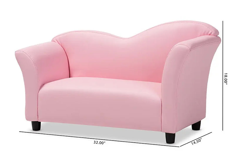 Felice Pink Faux Leather Kids 2-Seater Loveseat iHome Studio