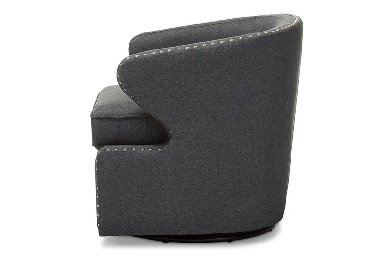 Finley Grey Fabric Upholstered Swivel Armchair iHome Studio