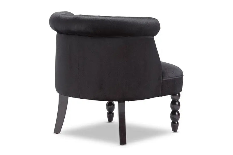 Flax Victorian Style Black Velvet Fabric Upholstered Vanity Accent Chair iHome Studio